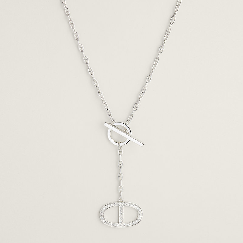 Chaine d'ancre Contour pendant, large model - White gold | Hermès USA